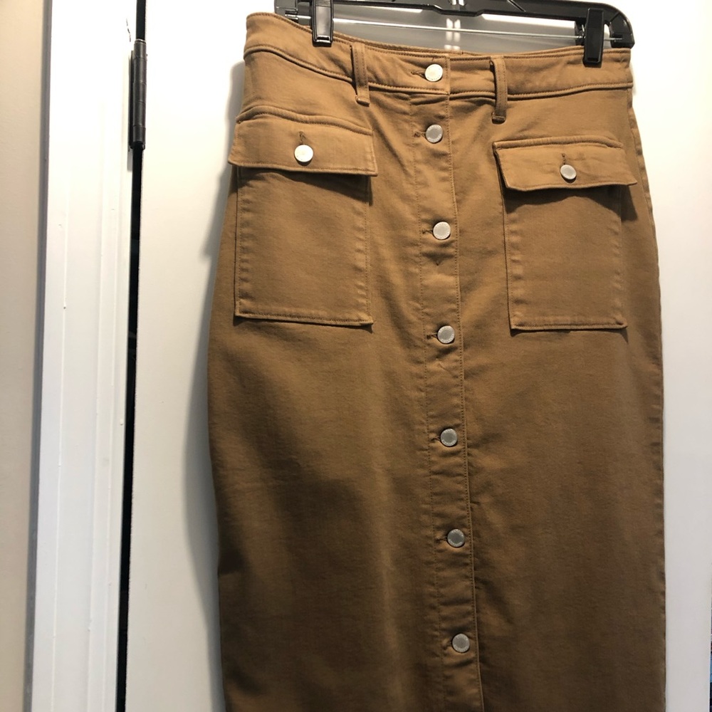 Banana Republic Denim Utility Midi Skirt in Stone